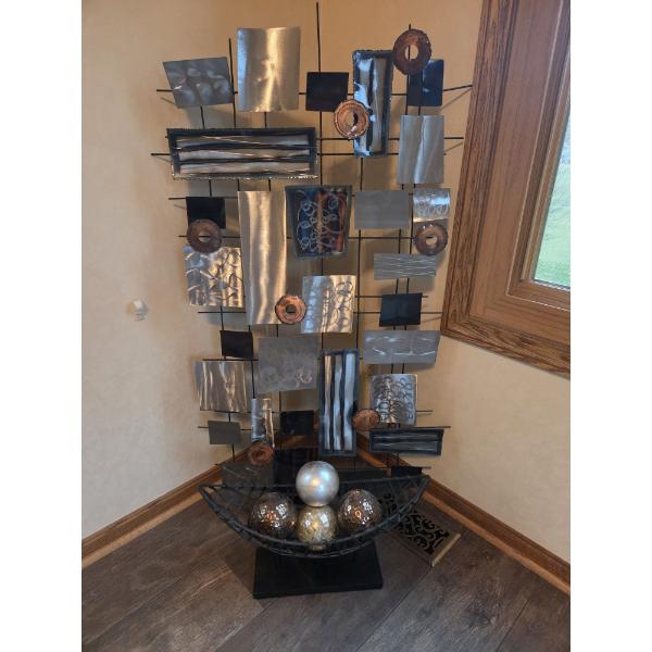 Outstanding Large Metal Wall Hanging And Wrought Iron Table Decor