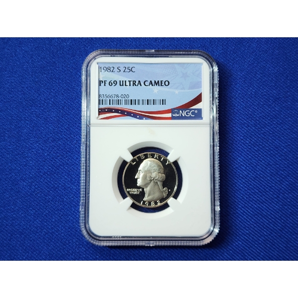 1982- S Washington Quarter Graded NGC PF 69 Ultra Cameo