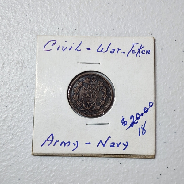 Vintage Collectible Army & Navy Patriotic Civil War Token 