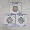 Image 1 : 1936, 1943, & 1960 Canada 25 Cents Silver Coins 80% Silver ASW 0.1500 oz Each