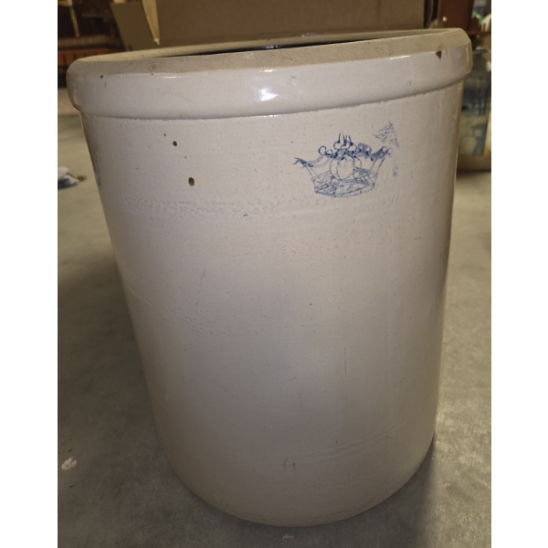 *Pick Up At Mantua Home-No Shipping Available* Vintage 5 Gallon Blue Crown Stoneware Crock In Excell