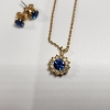Image 4 : Stunning Gold-Tone Earring & Necklace with Deep Blue Gemstones Matching Set 