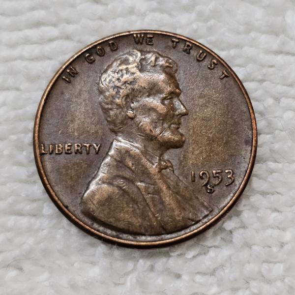 1953-S Lincoln Wheat Penny with Near-Date Mint Mark Error FV: $.01