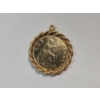 Image 1 : Beautiful Gold-Plated Coin Pendant with 1928 U.K. One Penny Gold-Tone Coin 