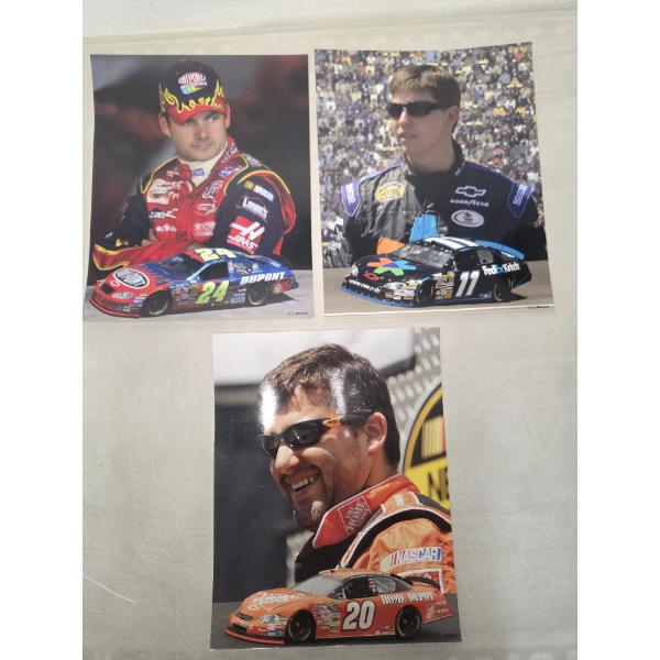 3 8X10 NASCAR Photos- #24 Jeff Gordon, #11 Denny Hamlin, #20 Tony Stewart 
