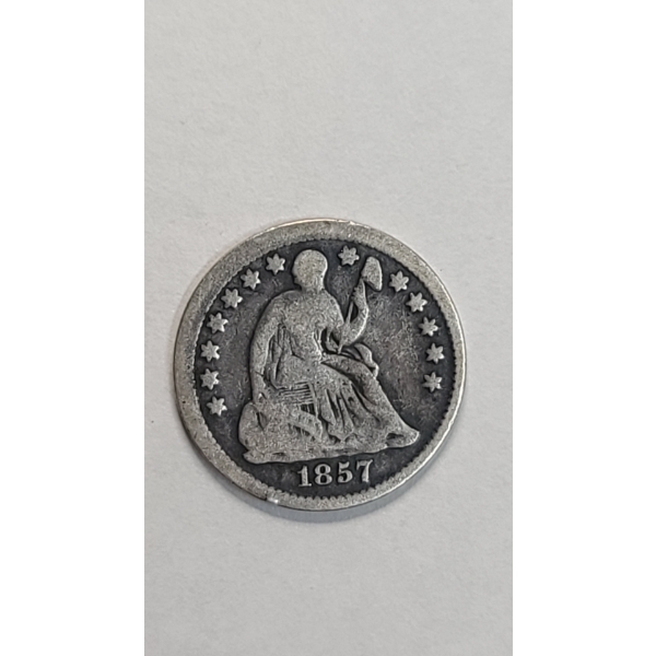 United States 1857 Seated Liberty 90% Silver Half Dime 