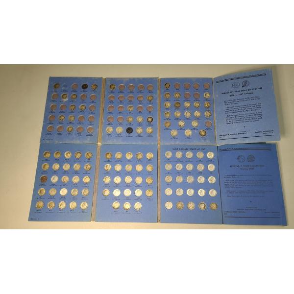 Mercury Head Silver Dime Whitman Coin Book & Roosevelt Silver & Clad Whitman Coin Book - FV: $11.40