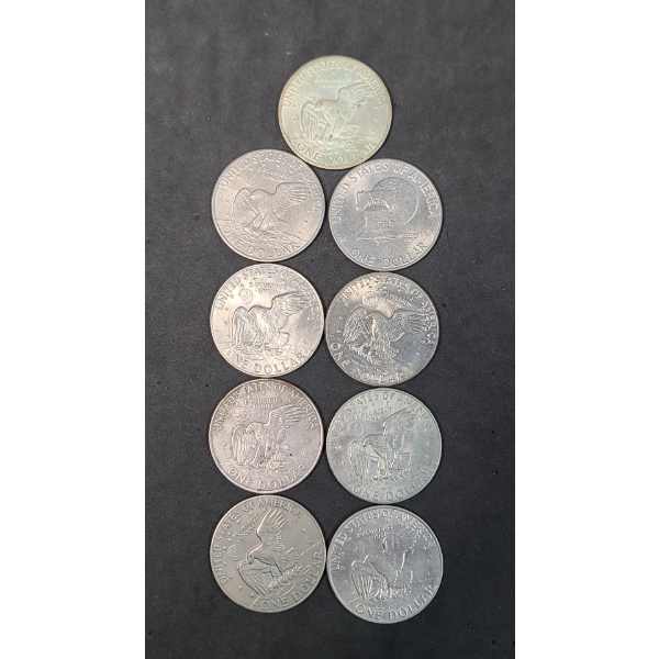 (9) Assorted Years Eisenhower Dollars - Face Value: $9.00 