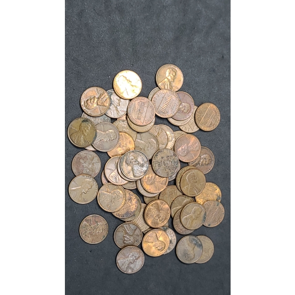 Assorted Years Copper Lincoln Cents - Face Value: $0.59