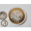 Image 3 : 2 Silver Coing and Token: 1909 Barber Quarter, 1945 Mercury Dime, & Riviera Gaming Token
