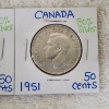 Image 3 : 1951 & 1964 Canada 50 Cents Silver Coins 80% Silver ASW 0.1808 oz Each