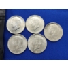Image 2 : (5) 1964 90% Silver Kennedy Half Dollars FV: $2.50