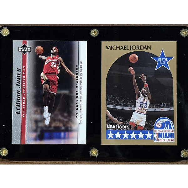 2-Card Set LeBron James Upper Deck 5 and Michael Jordan NBA Hoops 5 