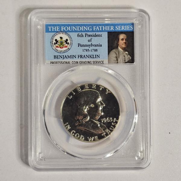 1963 Philadelphia Mint Franklin 90% Silver Half Dollar Graded PCGS PR66