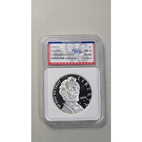 IGS 2009-P PR 70 DCAM Abraham Lincoln Commemorative 90% Silver Dollar