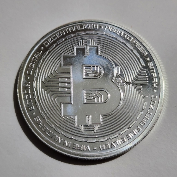One Troy Ounce .999 Fine Silver Bitcoin Round