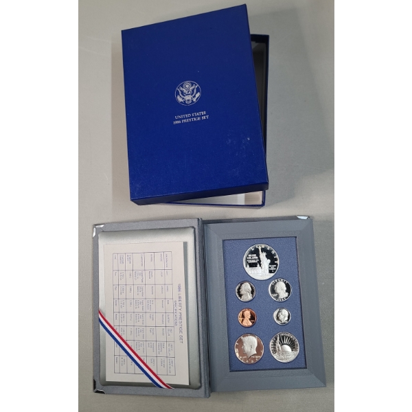 1986-S US Mint Prestige Proof Set Including Statue of Liberty Centennial Proof 90% Silver Dollar