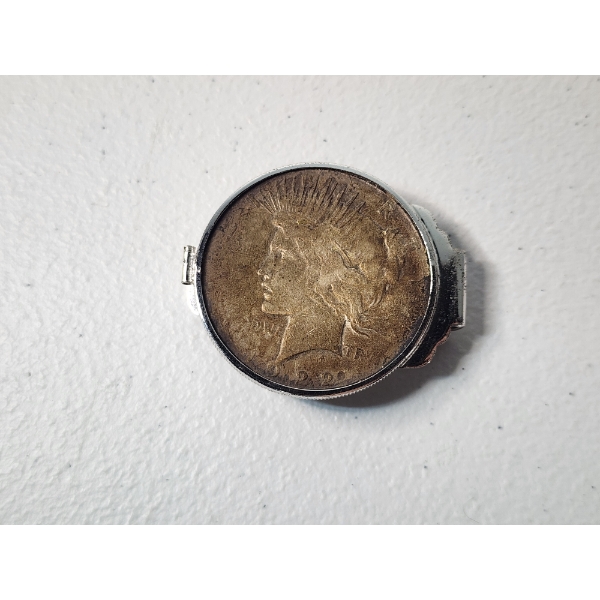 1922 90% Silver Peace Dollar in Sterling Silver Clasp 