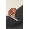 Image 2 : 14K Gold Egyptian Revival Carved Carnelian Scarab Ring- Size 6 - Weight: 3.4g