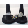 Image 5 : 3 - Sterling Silver Rings with Clear and Colorful Stones - Total Weight: 15.8g