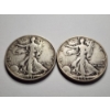 Image 2 : Two Walking Liberty 90% Silver Half Dollars ~ 1937 & 1942 ~ $1.00 Face Value