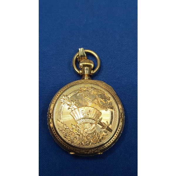 14K Gold Elgin Dueber Pocket Watch -Working Condition - Total Weight: 56.2 