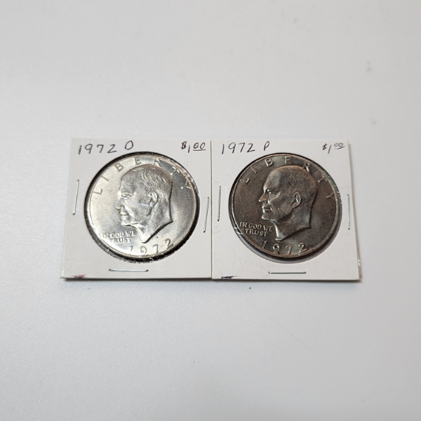 Two U.S. Eisenhower Dollars: 1972-D & 1972-P