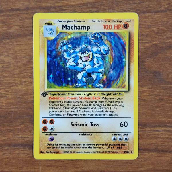 Machamp 8/102 Holo Rare 1ST Edition Vintage Base Set Pokemon Trading Card ~ NM/LP Condition!