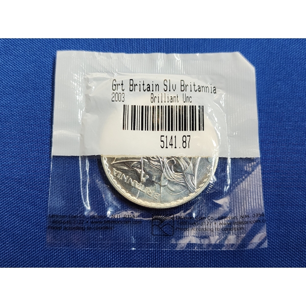 2003 Great Britain Silver Britannia Coin - 1 oz Silver - Brilliant Uncirculated
