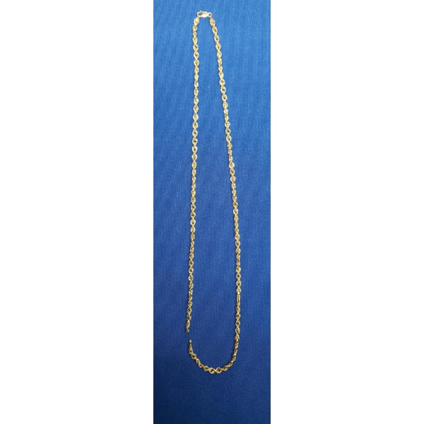 14K Yellow Gold Twisted Rope Necklace (Damaged) - Weight: 4.7g
