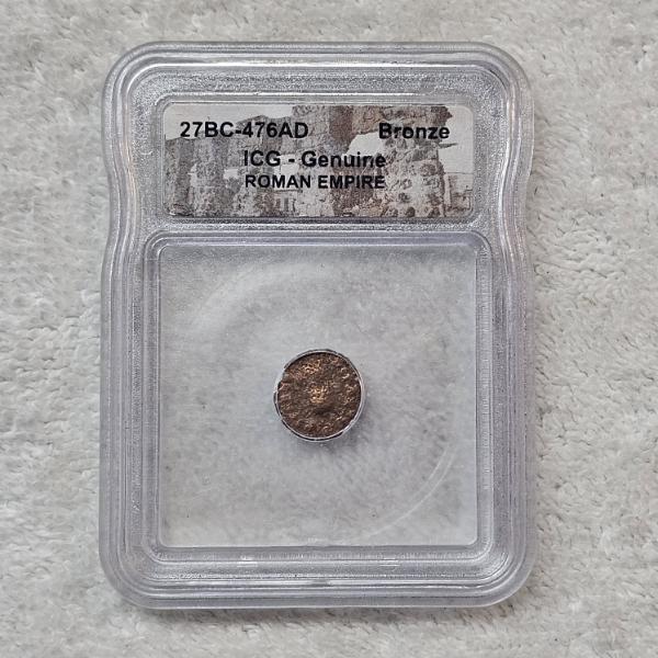ICG Genuine Ancient Roman Empire Bronze Coin 27 BC - 476 AD Custom Label