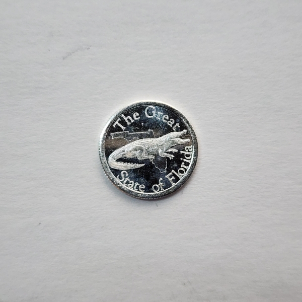 "The Great State of Florida" Gold Silver Naples: Gator 1 Gram .999 Fine Silver Round