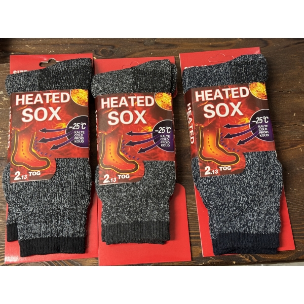3 Pairs Of Men's Size 10-13 Thermal Heated Sox Socks - Brand New In The Package 