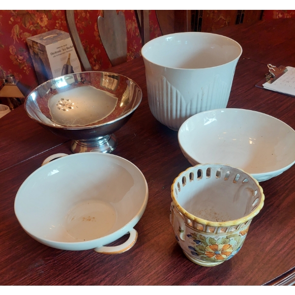 Group Lot - All Bowls As Shown - Porcelain & Stainless