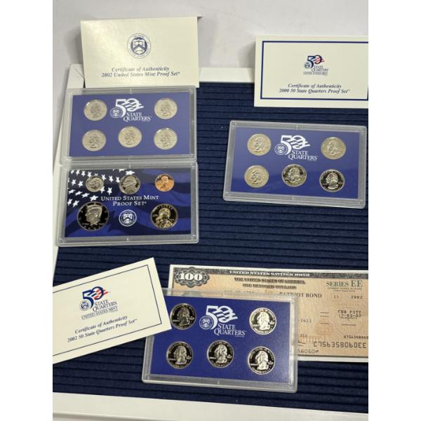United States Mint Proof Sets - 2002 - State Mint 50 State Quarters Proof Set 2000 & 2002 - FV $5.41
