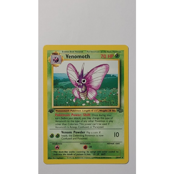 1999 Venomoth 1ST EDITION #29/64 (Non-Holo) RARE Pokemon Trading Card From The Jungle Set