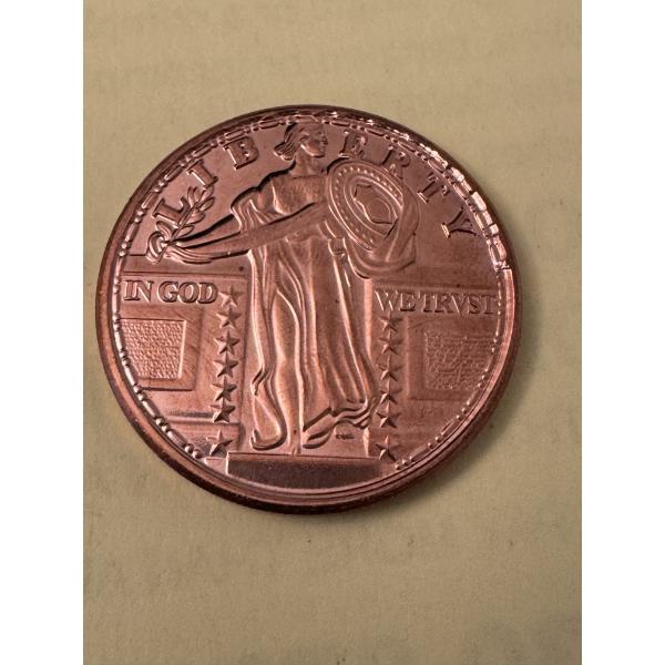 Limited Edition Standing Liberty One Ounce .999 Fine Copper Ounce - Mint Condition