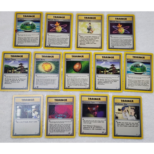 13 Assorted Vintage Trainer Pokemon Trading Cards Ft. Many 1st Editions ~ All Near Mint!