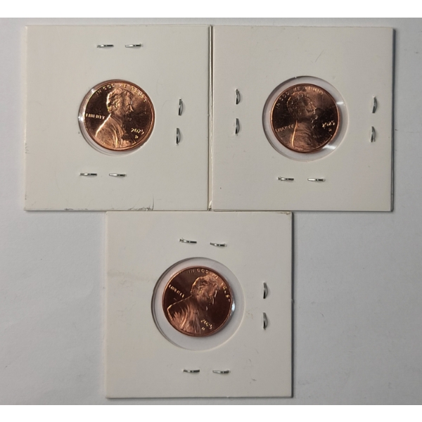 (3) United States BU 2025-D Lincoln Shield Cents - Face Value: $0.03