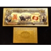 Image 1 : 2 Pcs  U. S. Historic 1901 Large Note Pure 24k .999 Replica Gold Foil $10 BISON Buffalo Legal Tender