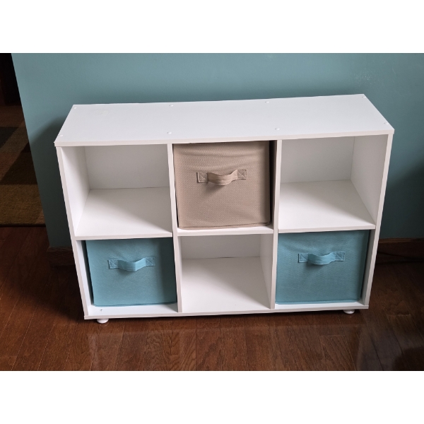 Louisville Home Pickup - Storage Cube Center With Fabric Cubes - Nice Set In Ex Condition