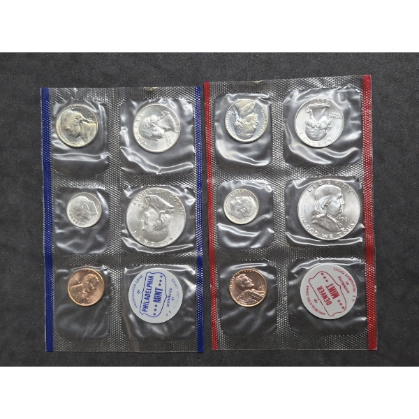 U.S. 90% SILVER COINS - RARE 1961 P & D  FRANKLIN UNC SET IN US MINT SEALED PKG  $1.70 FACE VALUE
