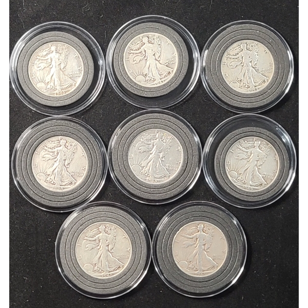 Assorted Years & Mint Marks 90% Silver Walking Liberty Half Dollars In Coin Capsules -Face Value: $4