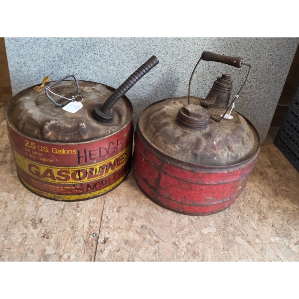 Two Collectable Vintage 2.5 Gallon Gas Cans 