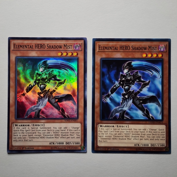 Two Elemental HERO Shadow Mist Yu-Gi-Oh Trading Cards Including Holo & Non Holo ~ NM 