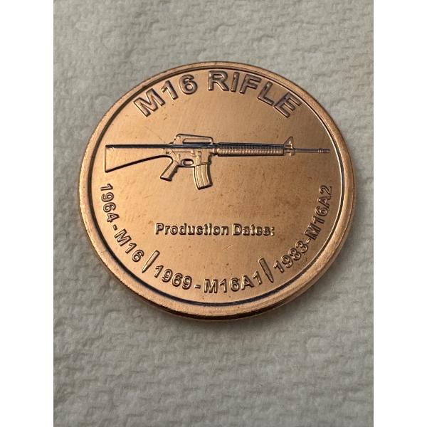 M-16 Military Rifle .999 Fine Copper Troy Ounce Coin - Mint Condition - Exceptional Coin