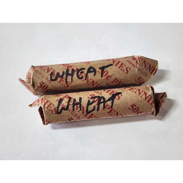 Two Rolls of Unsearched Wheat Pennies Face Value ~ $1.00
