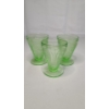 Image 3 : (3) Jeannette Glass Company Green Uranium Glass Cherry Blossom Footed Juice Tumblers