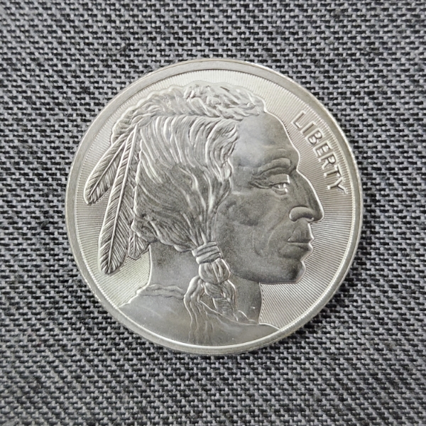 One Troy Ounce .999 Fine Silver Indian Head Buffalo Round