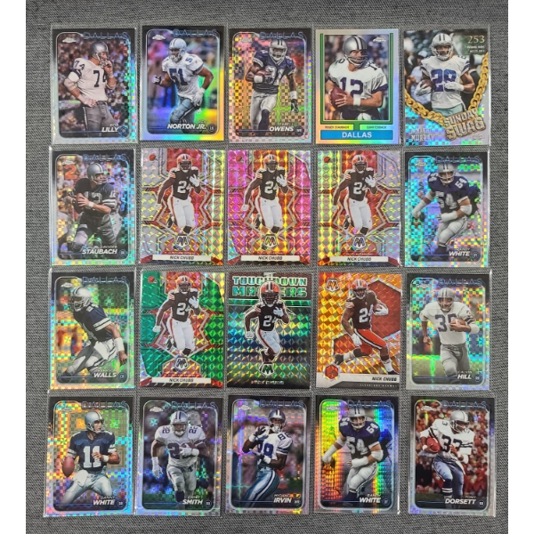Lot of 20 Assorted Near Mint Football Trading Cards Ft. Cleveland Browns & Dallas Cowboys